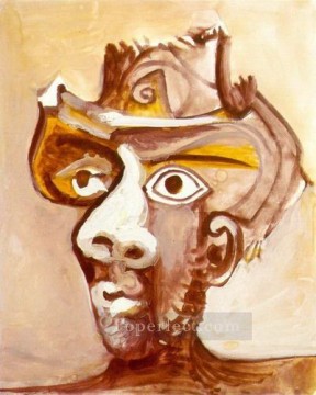 Pablo Picasso Painting - Cabeza de hombre con sombrero cubista de 1971 Pablo Picasso